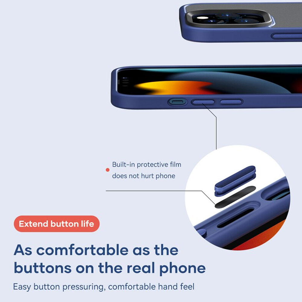 Picture of Apple iPhone 13 Pro 6.1 Case | Rock Guard Pro Anti Finger Print Drop Protection Case for iPhone 13 Pro 6.1 (Matte Blue)