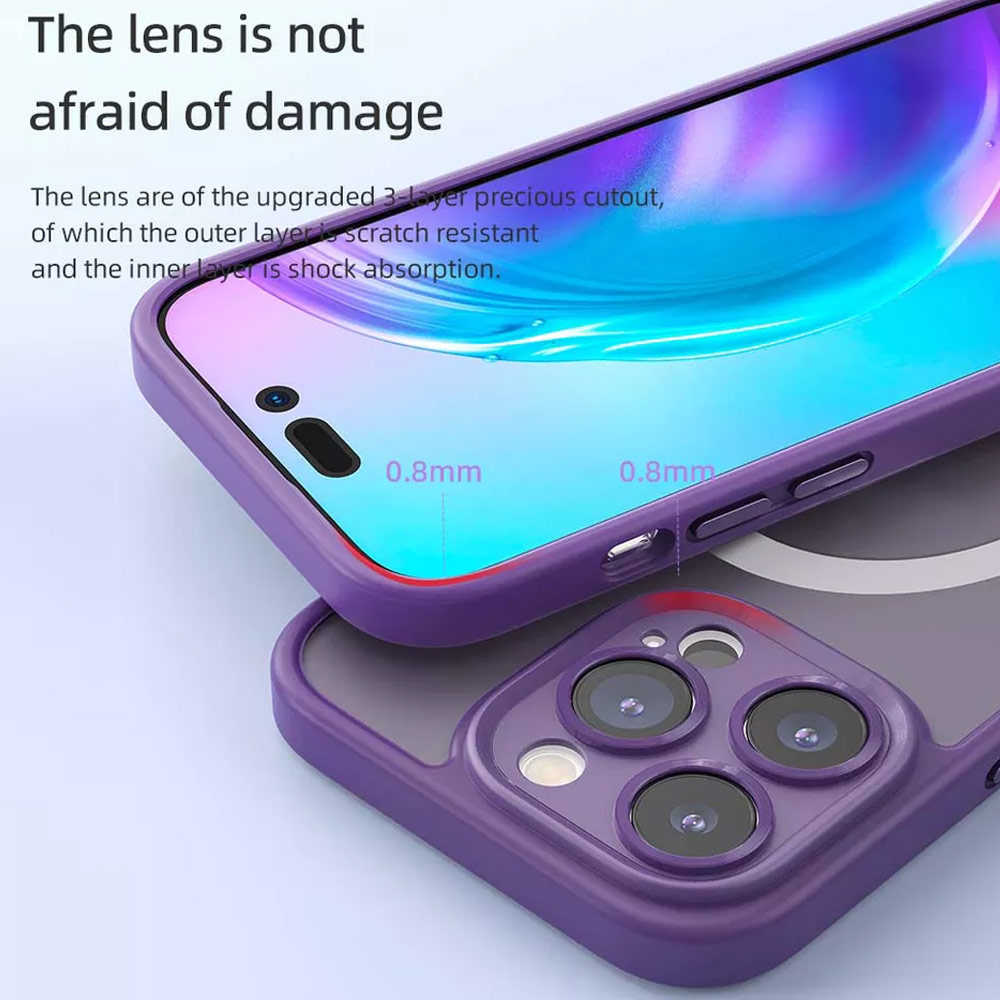 Picture of Apple iPhone 14 Pro 6.1 Case | Rock Guard Touch Lens Protection Anti Finger Print Drop Protection Magsafe Compatible Case for iPhone 14 Pro 6.1 (Matte Purple)