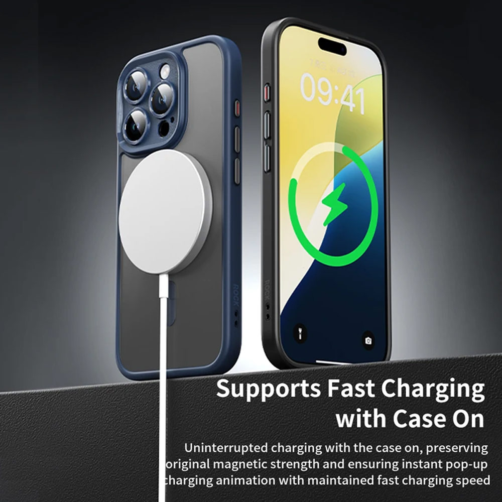 Picture of Apple iPhone 16 Pro Max 6.9 Case | Rock Guard Touch Lens Protection Anti Finger Print Drop Protection Magsafe Compatible Case for iPhone 16 Pro Max 6.9 (Matte Blue)