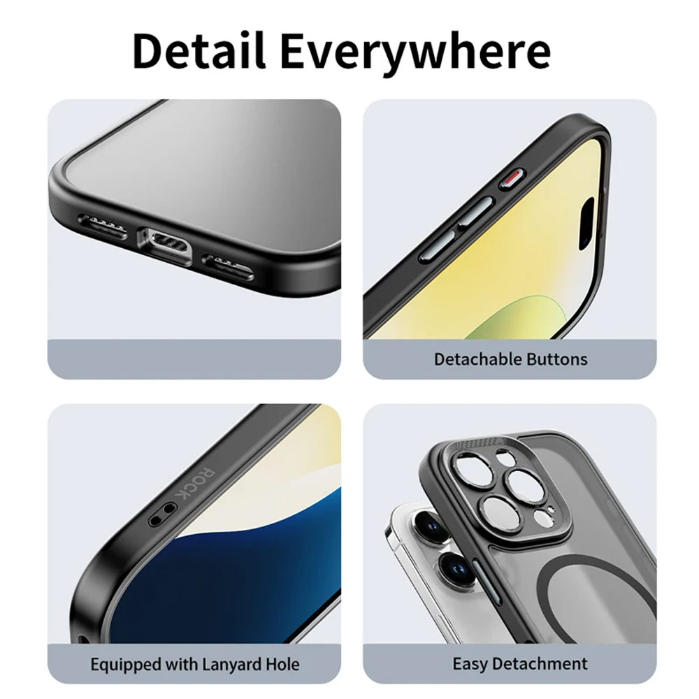 Picture of Apple iPhone 16 Pro Max 6.9 Case | Rock Guard Touch Lens Protection Anti Finger Print Drop Protection Magsafe Compatible Case for iPhone 16 Pro Max 6.9 (Matte Blue)