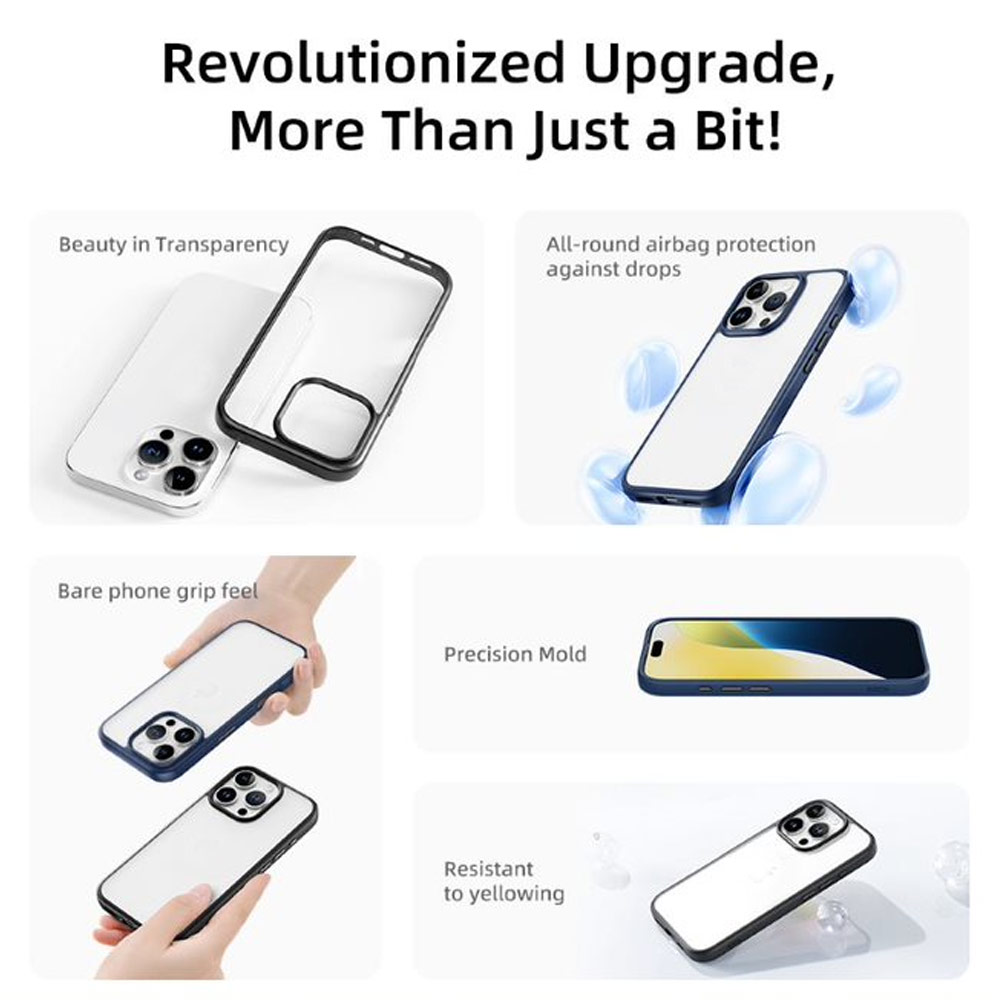 Picture of Apple iPhone 16 Pro 6.3 Case | Rock Guard Clear Transparent Drop Protection Case for iPhone 16 Pro 6.3 (Clear Grey)