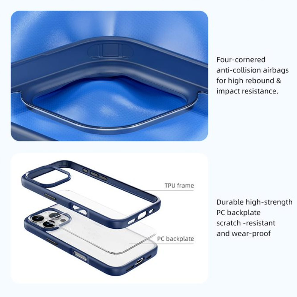 Picture of Apple iPhone 16 Pro 6.3 Case | Rock Guard Clear Transparent Drop Protection Case for iPhone 16 Pro 6.3 (Clear Grey)