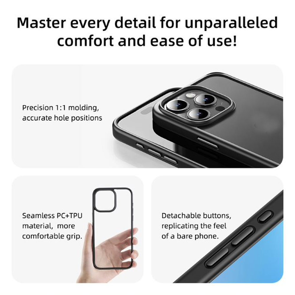 Picture of Apple iPhone 16 Pro 6.3 Case | Rock Guard Clear Transparent Drop Protection Case for iPhone 16 Pro 6.3 (Clear Grey)