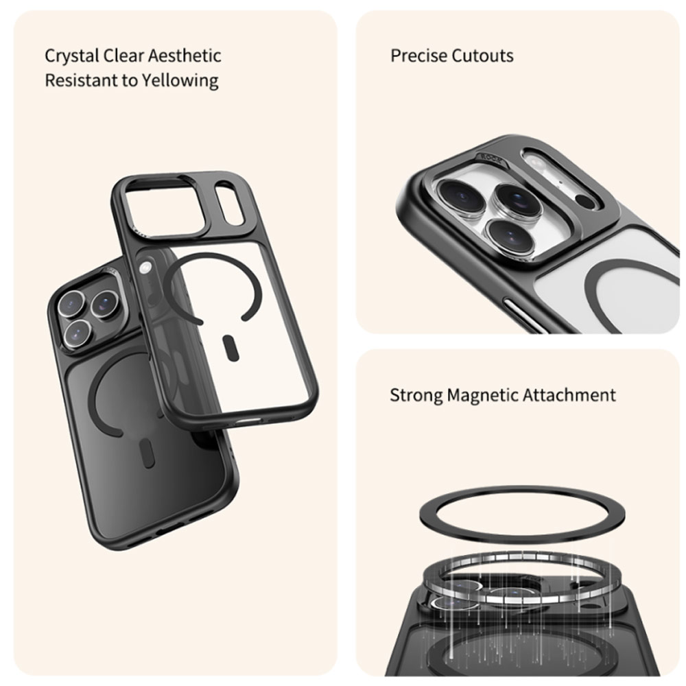 Picture of Apple iPhone 17 Pro Max 6.9 Case | Rock Guard Transparent Magnetic Anti Drop Protection Case for iPhone 17 Pro Max 6.9 (Black)