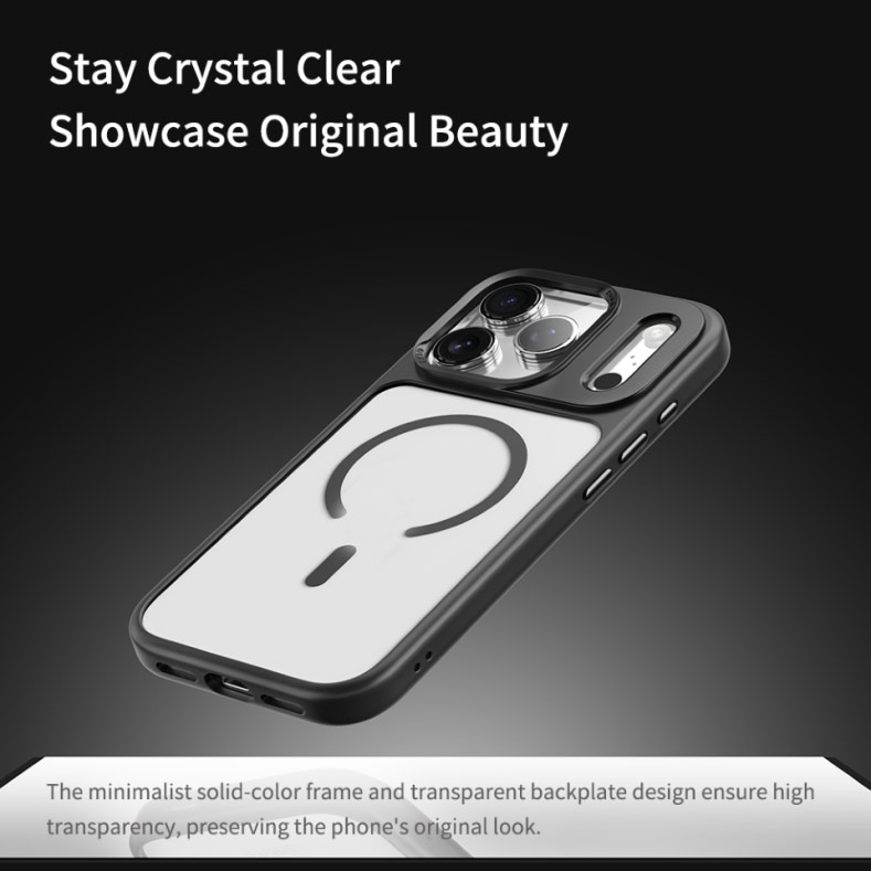 Picture of Apple iPhone 17 Pro Max 6.9 Case | Rock Guard Transparent Magnetic Anti Drop Protection Case for iPhone 17 Pro Max 6.9 (Black)