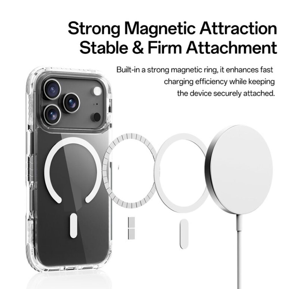 Picture of Apple iPhone 17 Pro Max 6.9 Case | Rock Crystal Clear Magnetic Anti Drop Protection Case for iPhone 17 Pro Max 6.9 (Black)