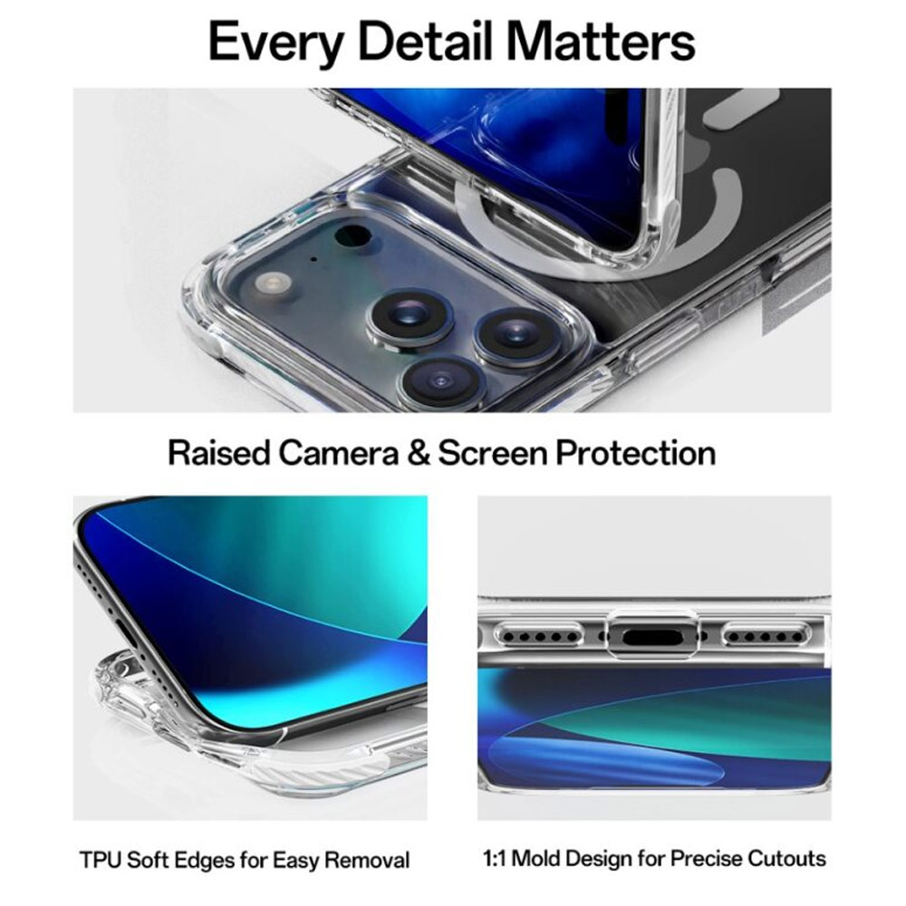 Picture of Apple iPhone 17 Pro Max 6.9 Case | Rock Crystal Clear Magnetic Anti Drop Protection Case for iPhone 17 Pro Max 6.9 (Black)