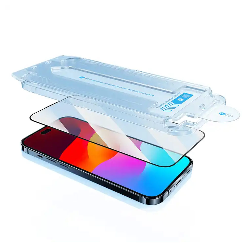 Picture of Apple iPhone 15 Pro Max 6.7 | Rock 4K HD Full Coverage Tempered Glass with Installation Kit Helper for iPhone 15 Pro Max 6.7 (HD Clear)