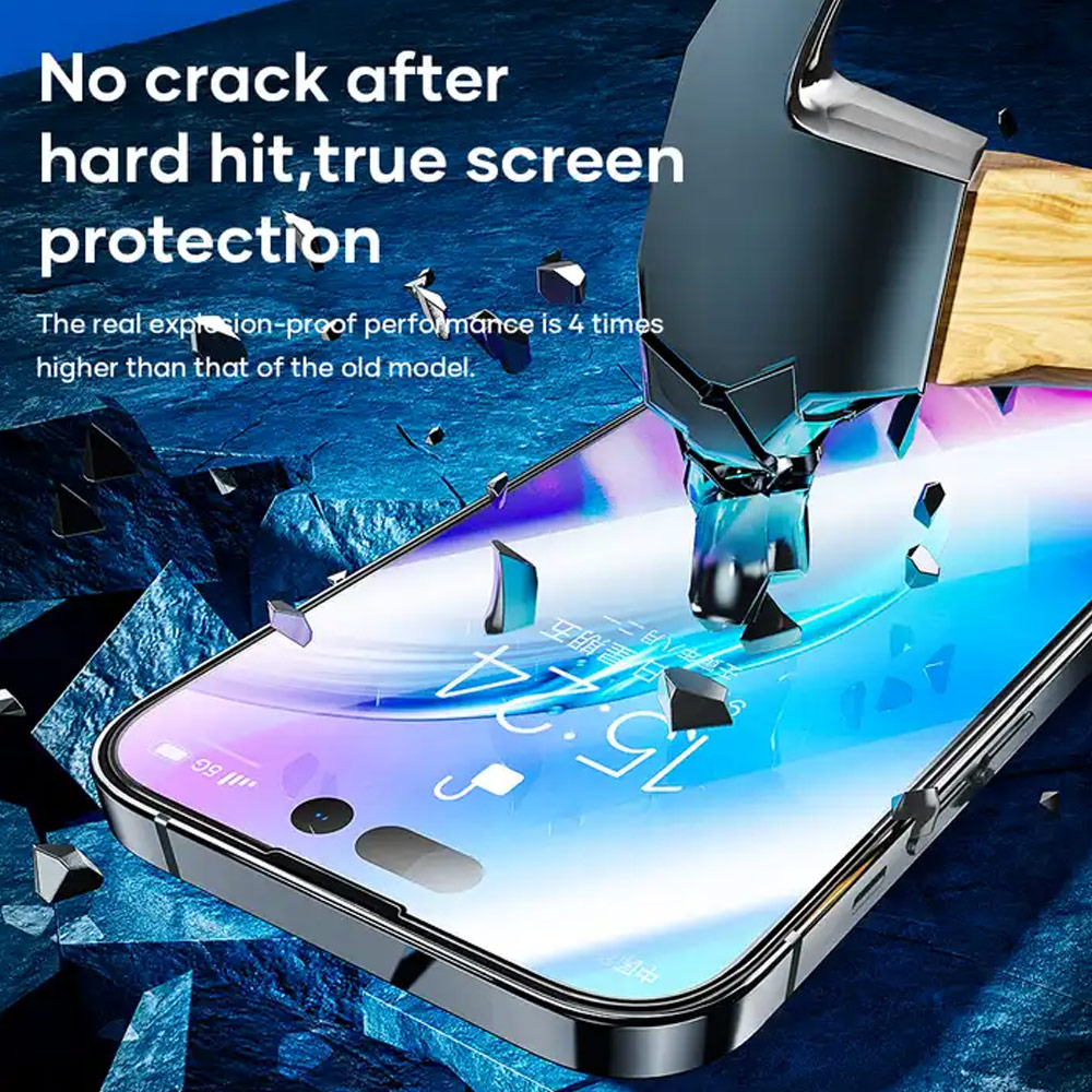 Picture of Apple iPhone 15 Pro Max 6.7 | Rock 4K HD Full Coverage Tempered Glass with Installation Kit Helper for iPhone 15 Pro Max 6.7 (HD Clear)