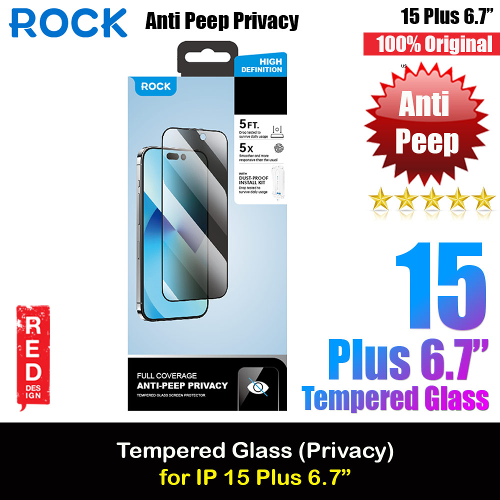 Picture of Rock Anti Peep HD Full Coverage Tempered Glass for iPhone 15 Plus 6.7 (Privacy) Apple iPhone 15 Plus 6.7- Apple iPhone 15 Plus 6.7 Cases, Apple iPhone 15 Plus 6.7 Covers, iPad Cases and a wide selection of Apple iPhone 15 Plus 6.7 Accessories in Malaysia, Sabah, Sarawak and Singapore 