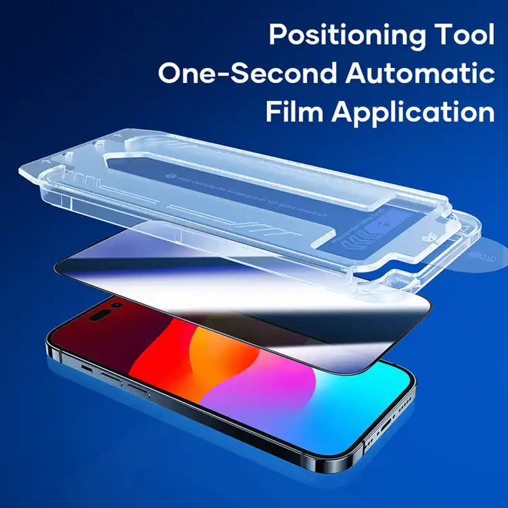 Picture of Apple iPhone 15 Pro 6.1  | Rock Anti Peep HD Full Coverage Tempered Glass with Installation Kit Helper for iPhone 15 Pro 6.1 (Privacy)