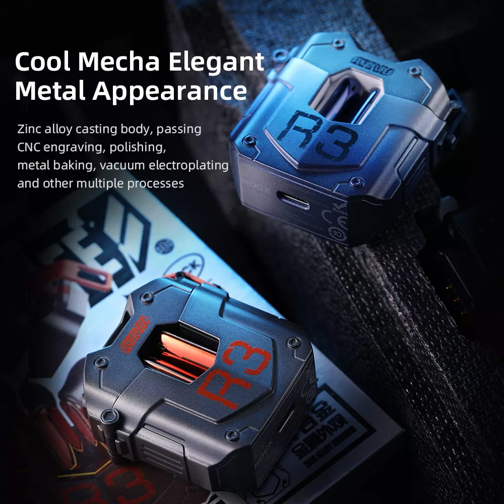 Picture of Rock R3 Steampunk Wireless TWS Bluetooth In Ear Earphone Music Call Noise Cancellation (Blue)