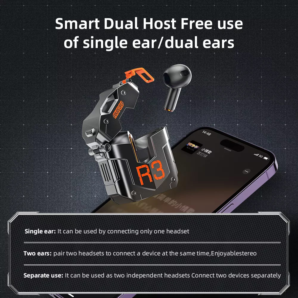 Picture of Rock R3 Steampunk Wireless TWS Bluetooth In Ear Earphone Music Call Noise Cancellation (Blue)