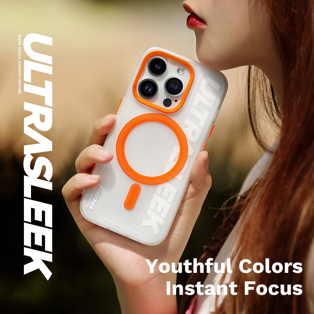 Picture of Apple iPhone 15 Pro 6.1 Case | Rock Inshare Artistic Young Stylish Color Magnetic Drop Protection Case for iPhone 15 Pro 6.1 (Orange)