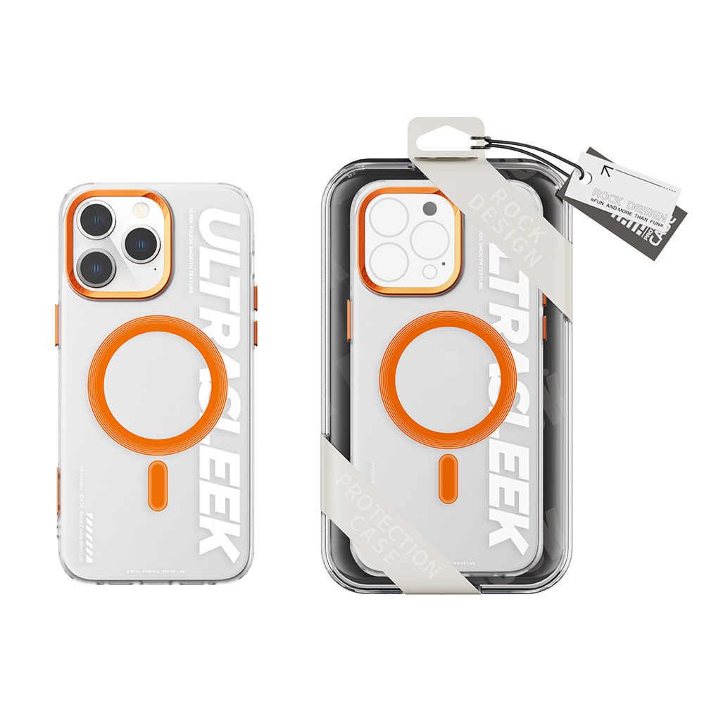 Picture of Apple iPhone 15 Pro 6.1 Case | Rock Inshare Artistic Young Stylish Color Magnetic Drop Protection Case for iPhone 15 Pro 6.1 (Orange)