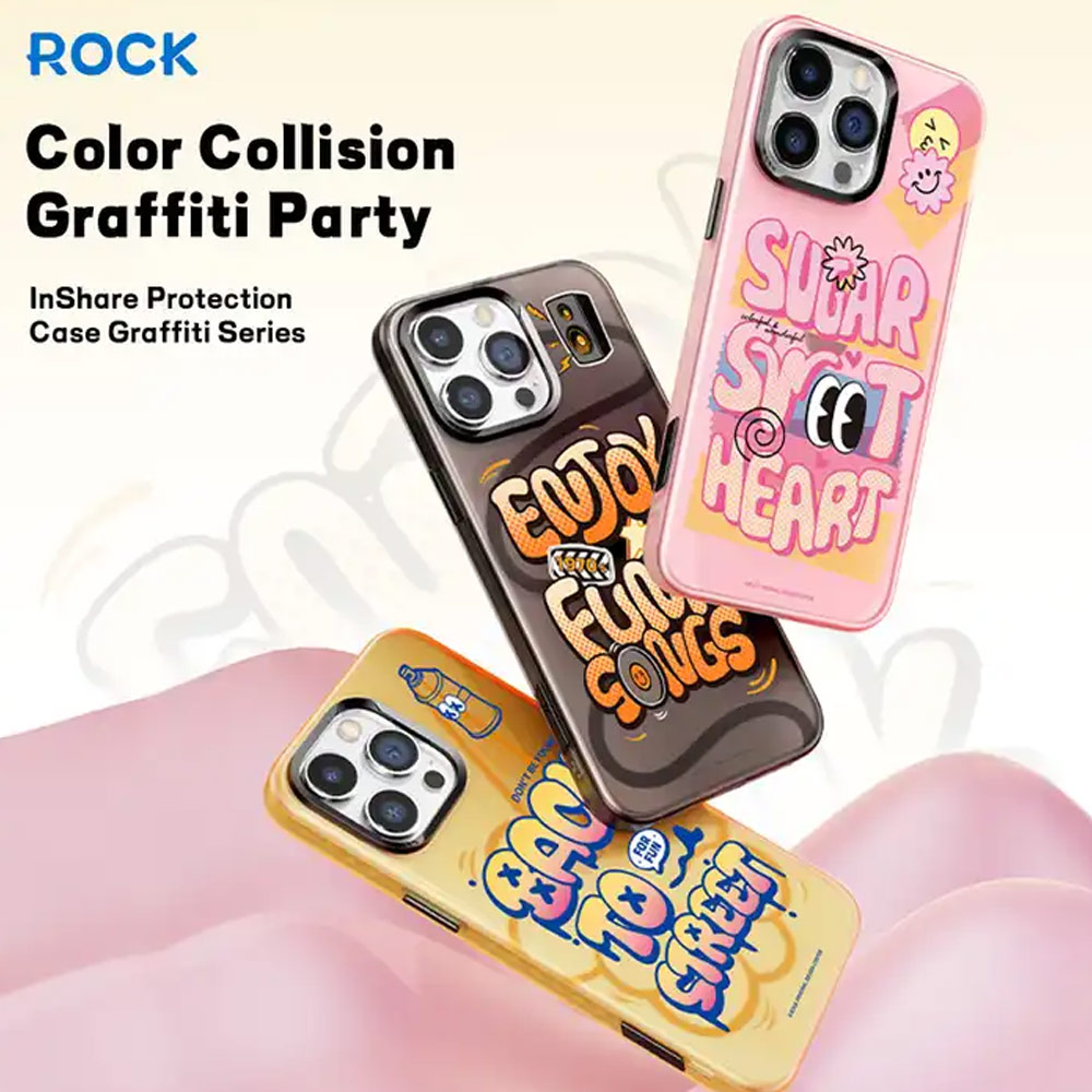 Picture of Apple iPhone 15 Pro 6.1 Case | Rock Inshare Graffiti Hiqh Quality Print Colorful Drop Protection Case for iPhone 15 Pro 6.1 (Brown)