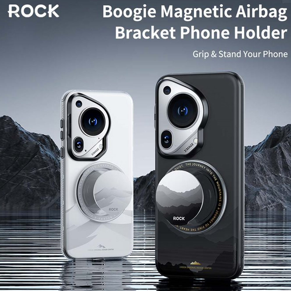 Picture of Rock Magnetic Airbag Bracket Foldable Grip Stand Phone Holder (Transparent Black)