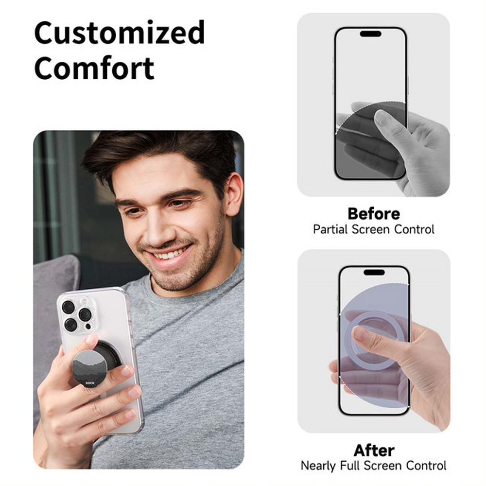 Picture of Rock Magnetic Airbag Bracket Foldable Grip Stand Phone Holder (Transparent Black)