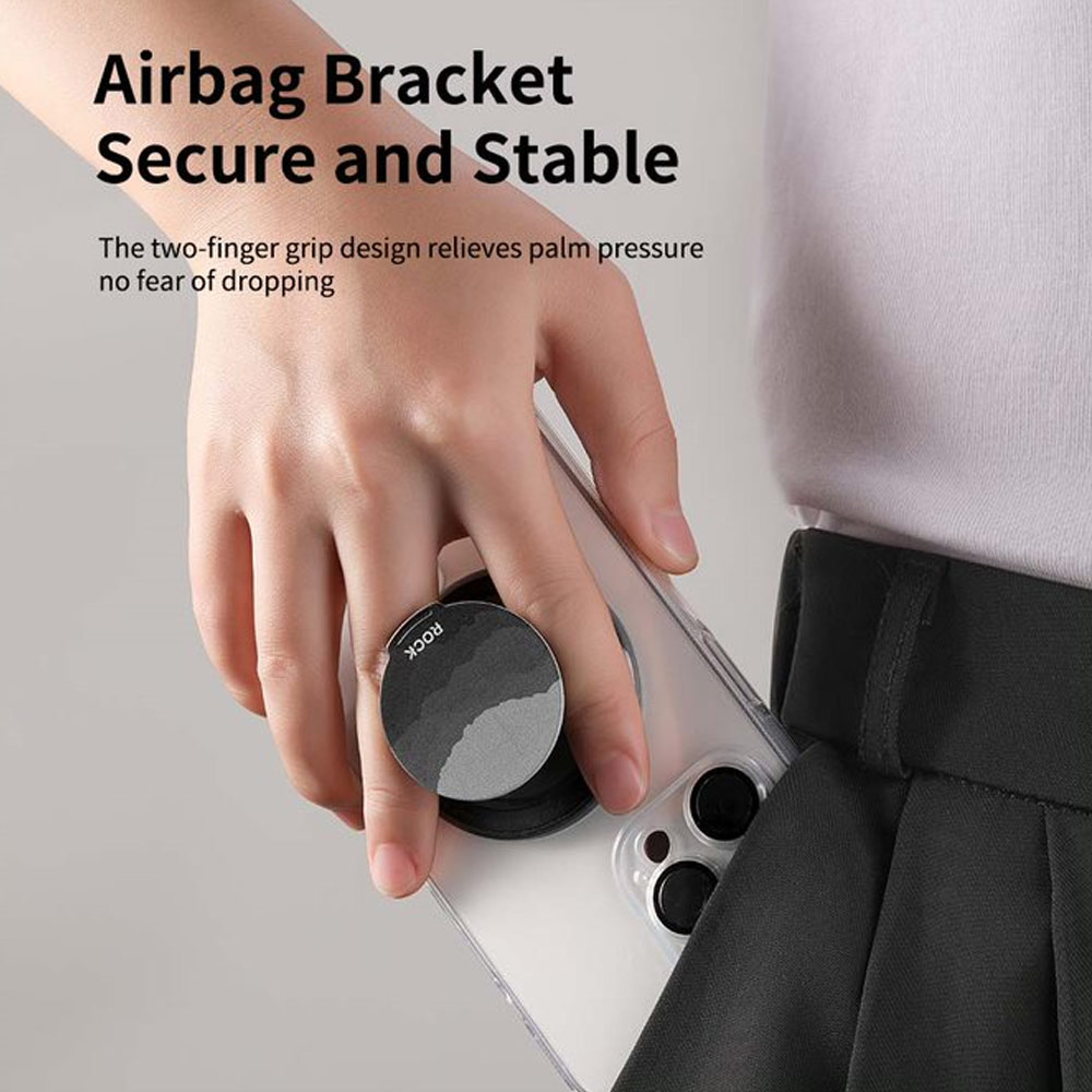 Picture of Rock Magnetic Airbag Bracket Foldable Grip Stand Phone Holder (Transparent Black)