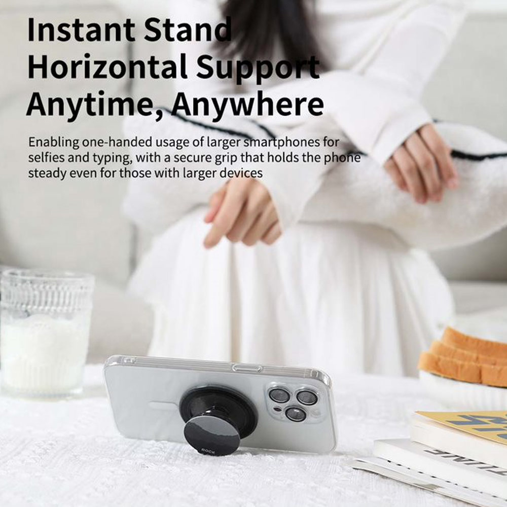 Picture of Rock Magnetic Airbag Bracket Foldable Grip Stand Phone Holder (Transparent Black)