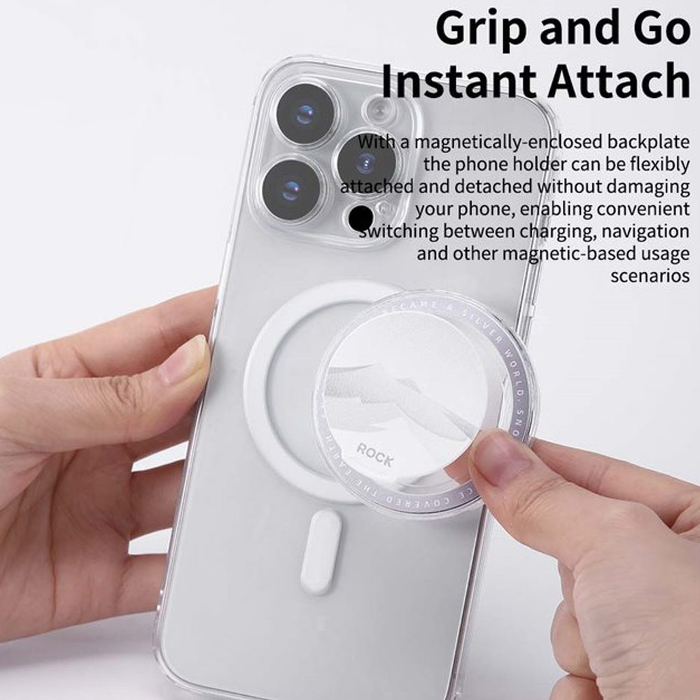 Picture of Rock Magnetic Airbag Bracket Foldable Grip Stand Phone Holder (Transparent Black)