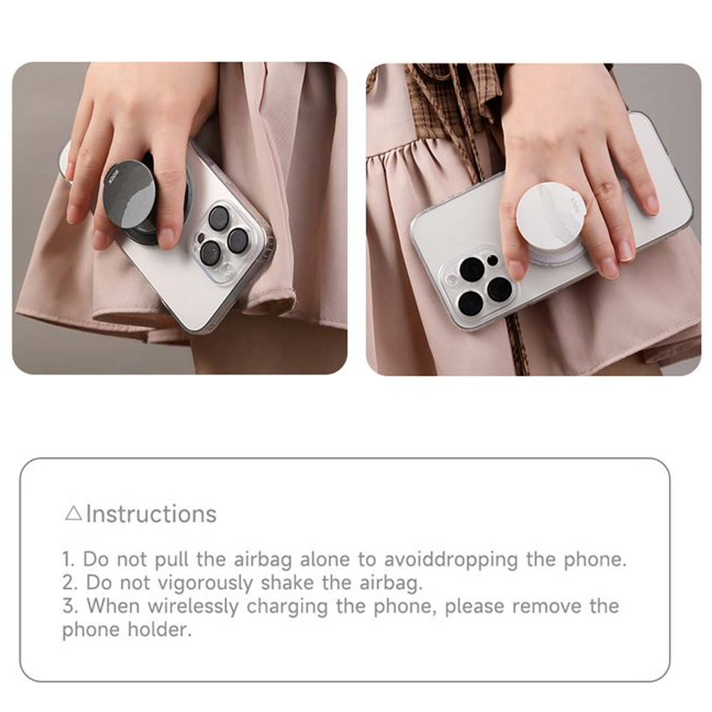 Picture of Rock Magnetic Airbag Bracket Foldable Grip Stand Phone Holder (Transparent Black)