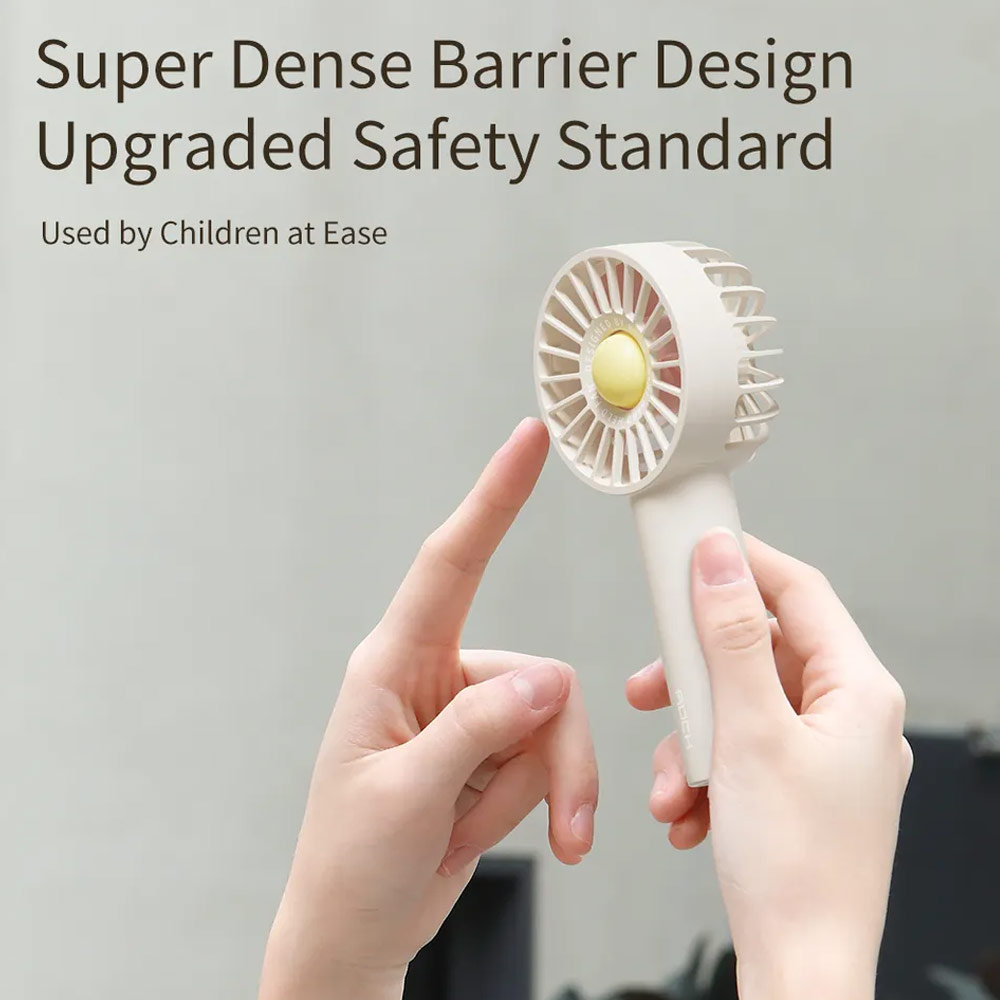 Picture of Rock 3 Speed Wind Force Portable Hold Handheld Mini Rechargeable Fan 1800mAh (Plain Yellow)