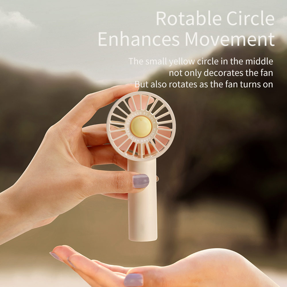 Picture of Rock 3 Speed Wind Force Portable Hold Handheld Mini Rechargeable Fan 1800mAh (Plain Yellow)