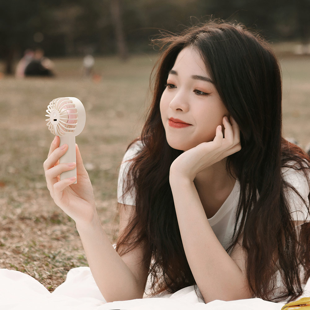 Picture of Rock 3 Speed Wind Force Portable Hold Handheld Mini Rechargeable Fan 1800mAh (Plain Yellow)