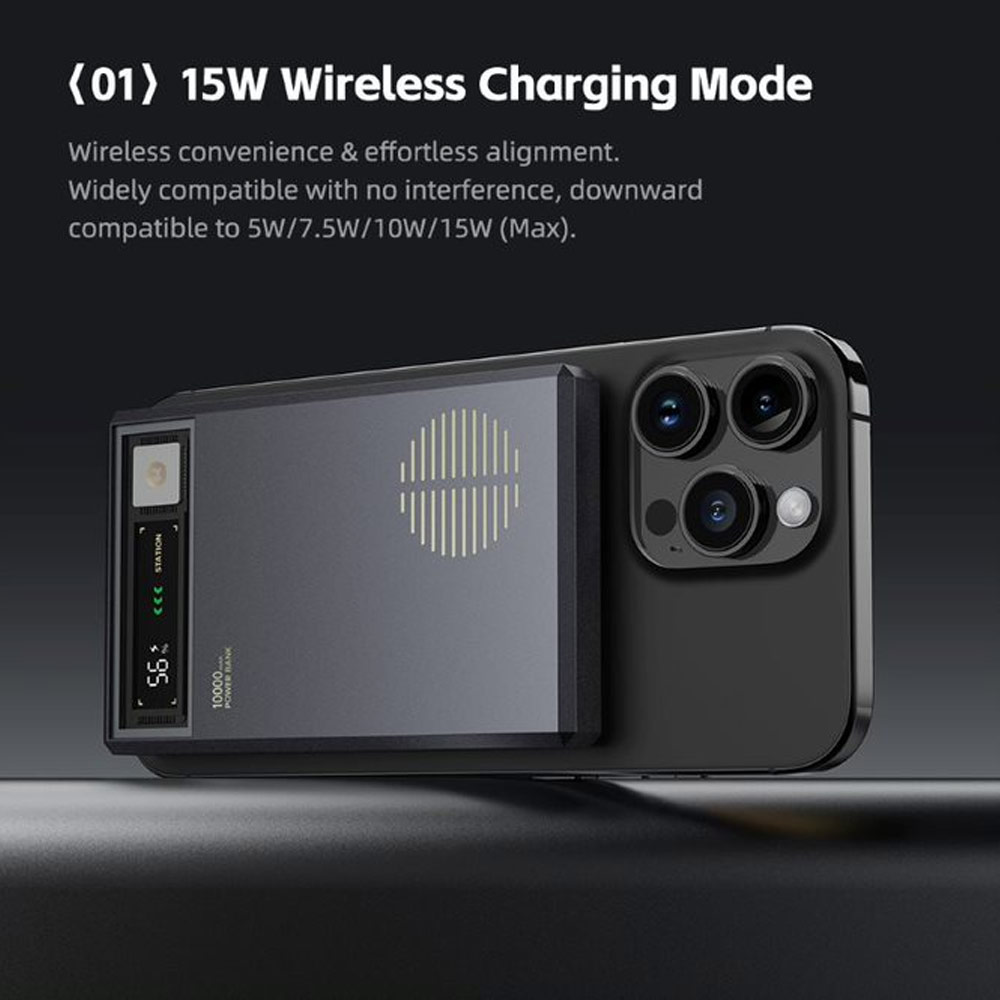 Picture of Rock CCC 3C Certified Power Bank Retro PD20W 15W Magnetic Wireless Charging Fast Charge 10000mAh Travel Portable Small Palm Size Compact Mini Slim Thin Power Bank powerbank (Grey)