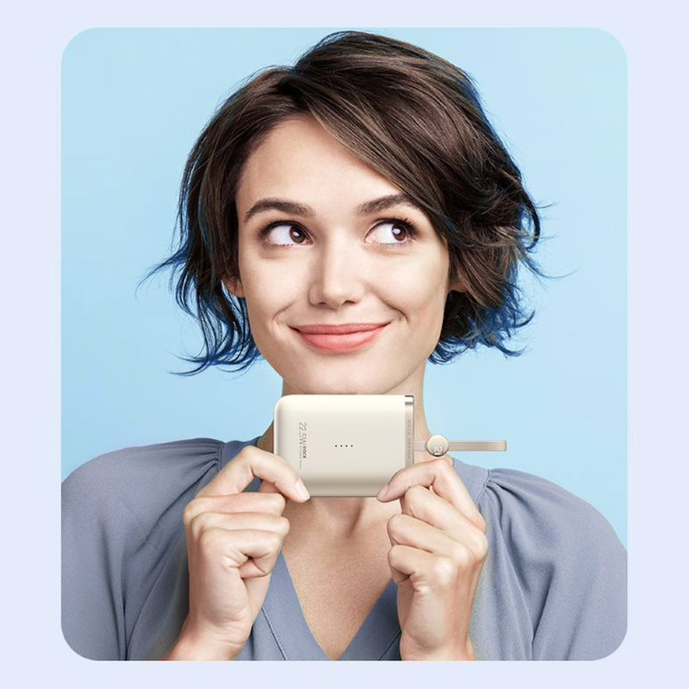 Picture of Rock CCC 3C Certified Power Bank Mini Compact Pocket Size Small Thin Portable Easy Travel Fast Charge CCC Powerbank Power Bank with Cable (Black)