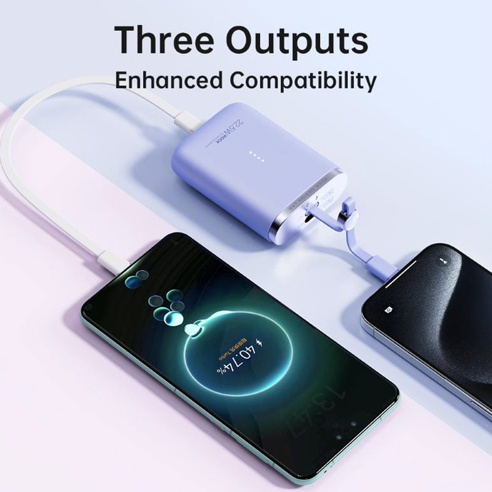 Picture of Rock CCC 3C Certified Power Bank Mini Compact Pocket Size Small Thin Portable Easy Travel Fast Charge CCC Powerbank Power Bank with Cable (Black)