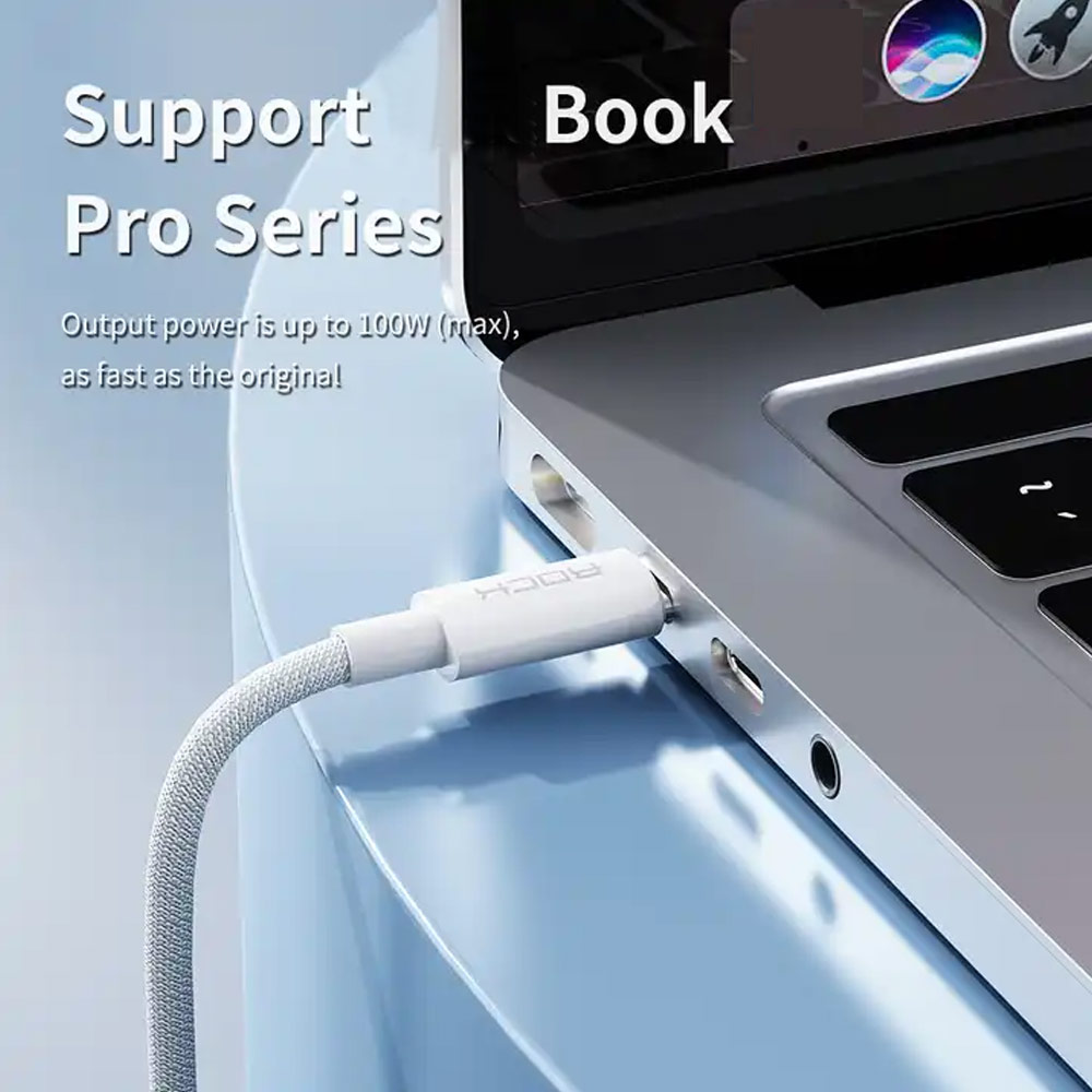Picture of ROCK R6 Top Quality Type C to C 100W Charging Cable 5A Fast Charging Cable for iPhone 15 Pro Max Huawei Xiaomi Samsung (200cm 1M)
