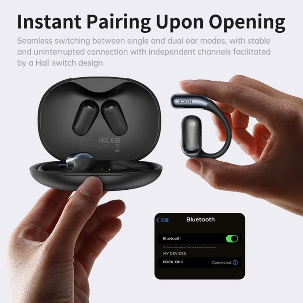 Picture of Rock X911 OWS Bluetooth Earphones Open Ear Comfort Hook Design Earphone Music Call Noise Cancellation (Gold Shin Chan)
