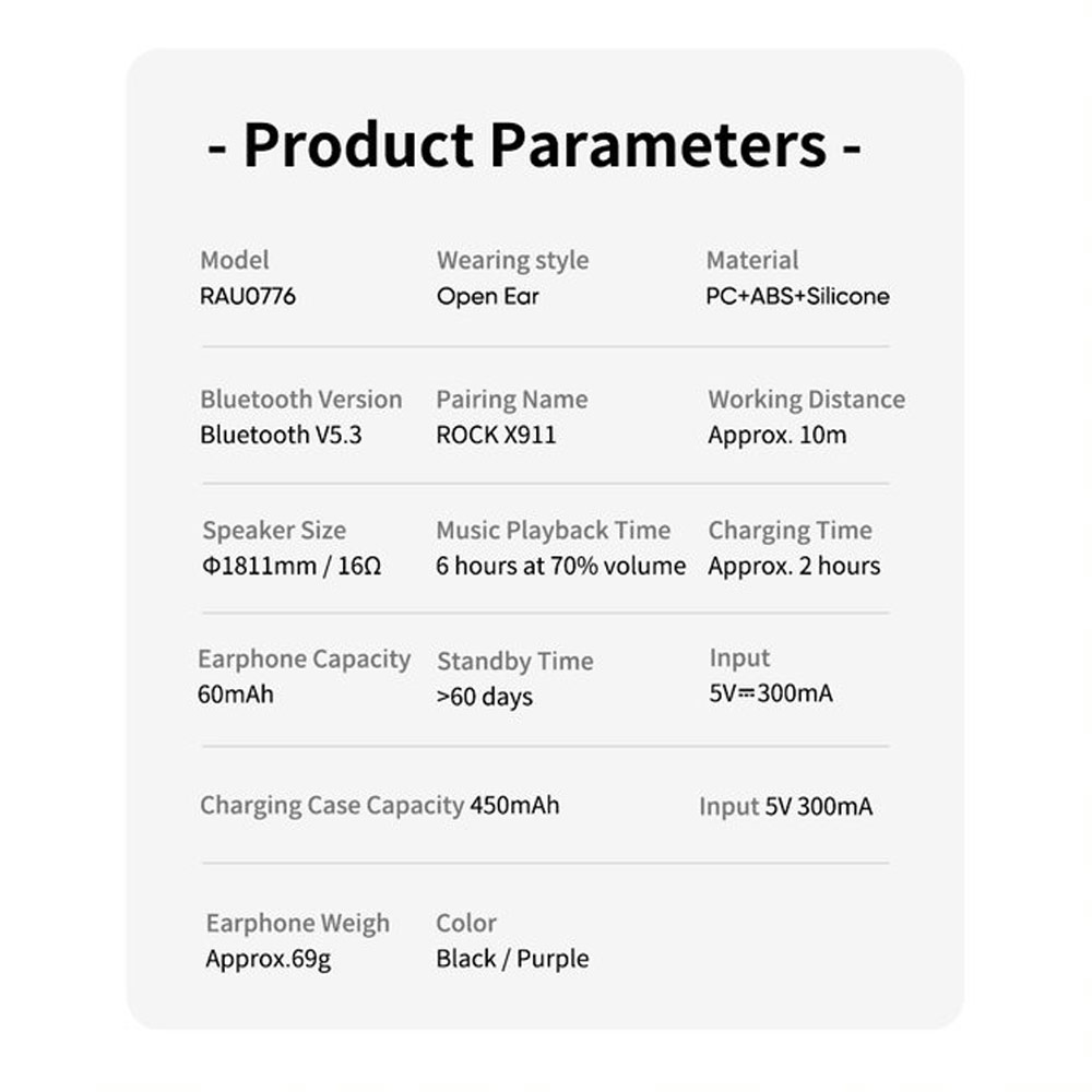 Picture of Rock X911 OWS Bluetooth Earphones Open Ear Comfort Hook Design Earphone Music Call Noise Cancellation (Gold Shin Chan)