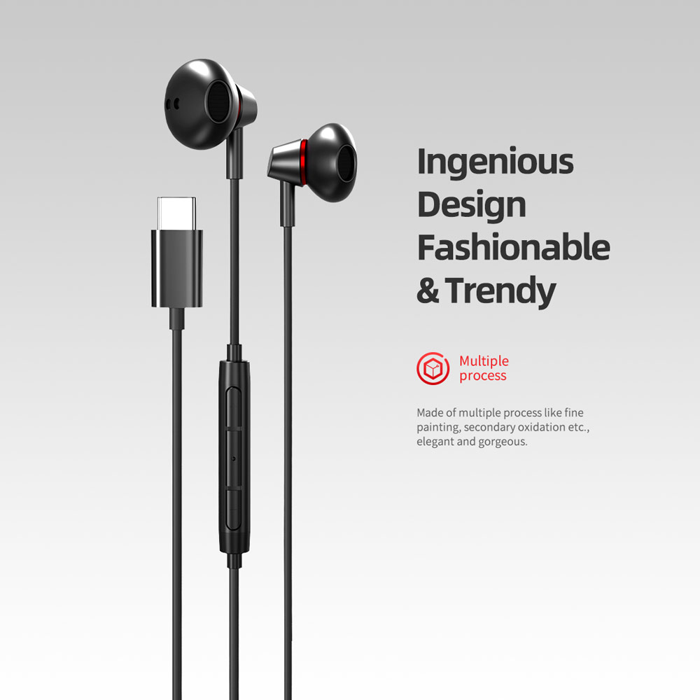 Picture of Rock Space C1 Type C Quality DAC Stereo Earphone Wired Type C Earphone (Black)