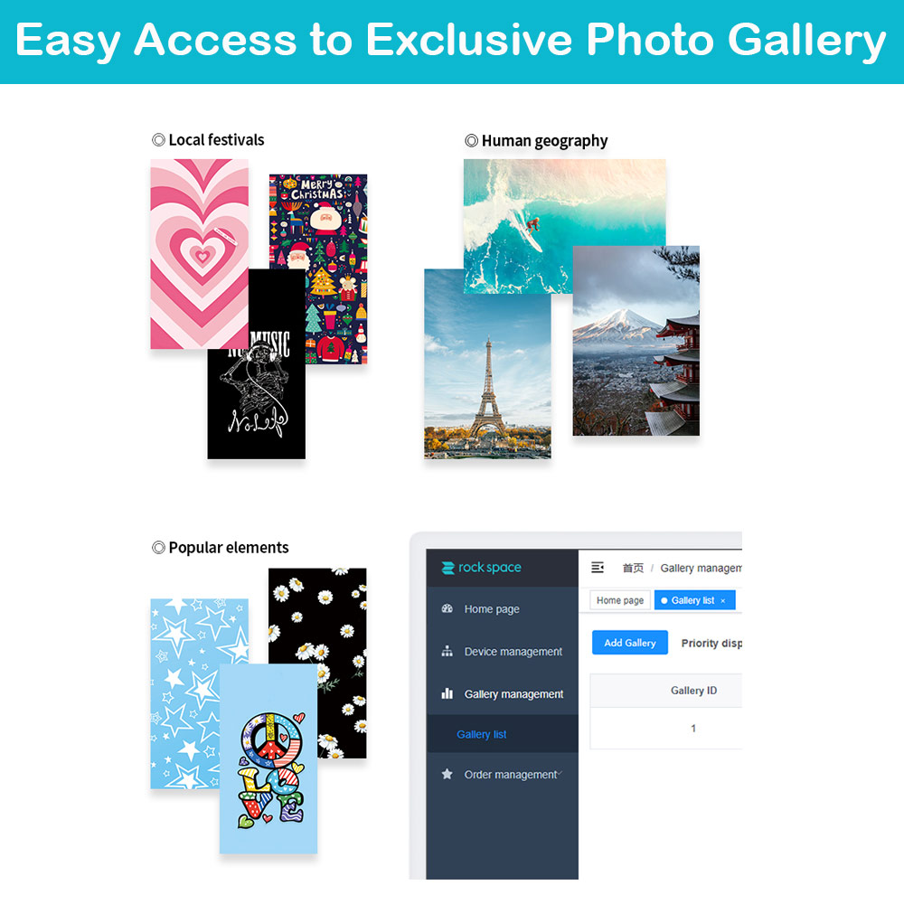 Picture of Rock Space DIY 自定 定制 设计 手机背膜 贴纸 DIY Customize High Quality Print Phone Skin Sticker for Multiple Phone Model with Multiple Photo Images Gallery or with Own Phone Text (Pattern Space)