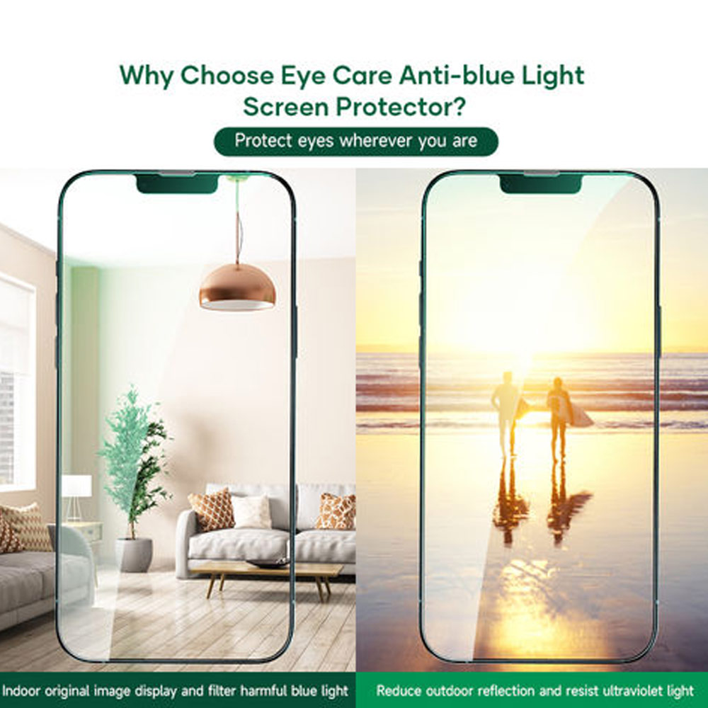 Picture of Apple iPhone 14 Pro 6.1 | Rock Space HD Full Coverage Tempered Glass with Dust Filter with Easy Installation Helper Tools for iPhone 14 Pro 6.1 (Anti Blue Light)