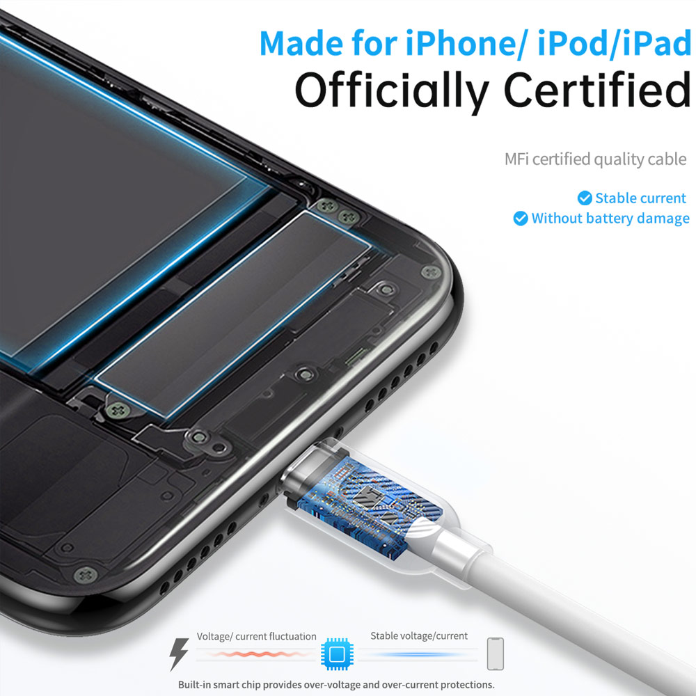 Picture of Rock High Quaity MFI Certified Original Chip PD 20W Fast Charge Type C to Lightning Cable for iPhone 11 Pro Max iPhone 12 Pro Max 100cm  (White)