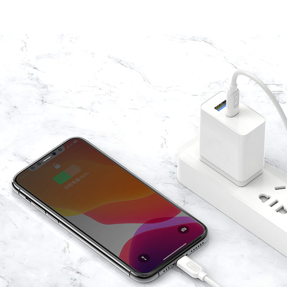 Picture of Rock High Quaity MFI Certified Original Chip PD 20W Fast Charge Type C to Lightning Cable for iPhone 11 Pro Max iPhone 12 Pro Max 100cm  (White)