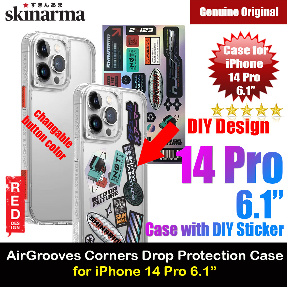Picture of Skinarma Saido AirGrooves Corners Series Drop Protection Case with DIY Decor Sticker for iPhone 14 Pro 6.1 (Clear) Apple iPhone 14 Pro 6.1- Apple iPhone 14 Pro 6.1 Cases, Apple iPhone 14 Pro 6.1 Covers, iPad Cases and a wide selection of Apple iPhone 14 Pro 6.1 Accessories in Malaysia, Sabah, Sarawak and Singapore 