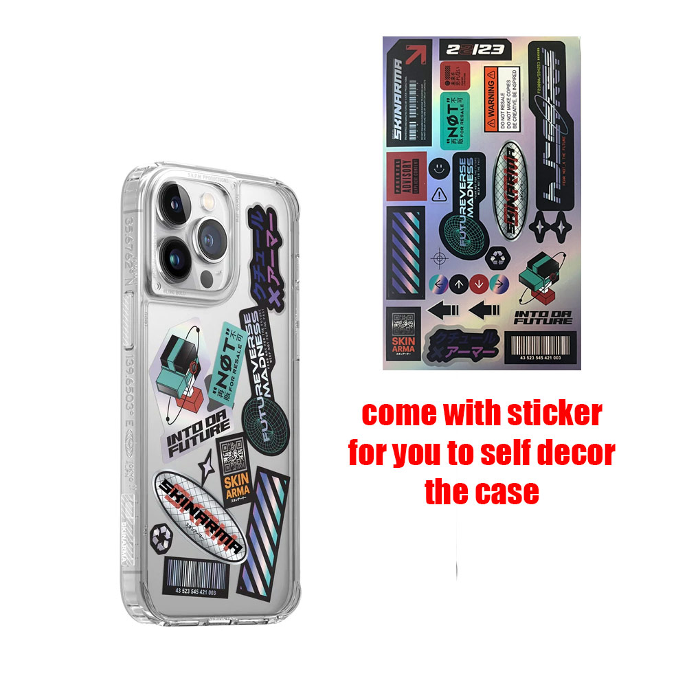 Picture of Apple iPhone 14 Pro 6.1 Case | Skinarma Saido AirGrooves Corners Series Drop Protection Case with DIY Decor Sticker for iPhone 14 Pro 6.1 (Clear)