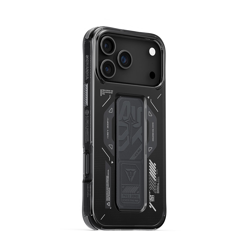 Picture of Apple iPhone 17 Pro 6.3 Case | Skinarma Helio Magcharge Grip Stand Droop Protection Case for iPhone 17 Pro 6.3 (Graphite)
