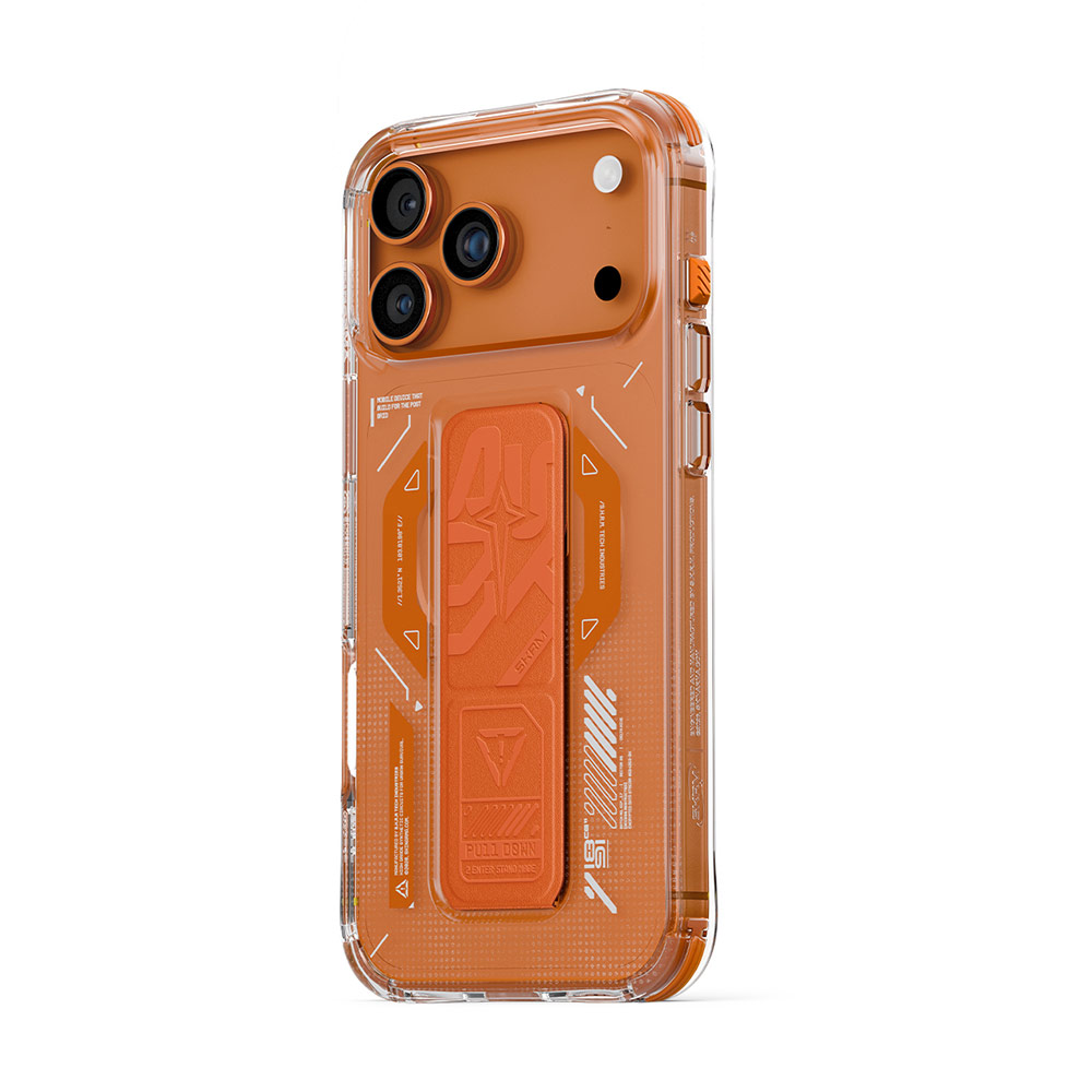 Picture of Apple iPhone 17 Pro 6.3 Case | Skinarma Helio Magcharge Grip Stand Droop Protection Case for iPhone 17 Pro 6.3 (Orange)