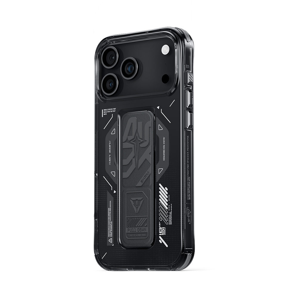 Picture of Apple iPhone 17 Pro 6.3 Case | Skinarma Phantom Magcharge Grip Stand Droop Protection Case for iPhone 17 Pro 6.3 (Black)