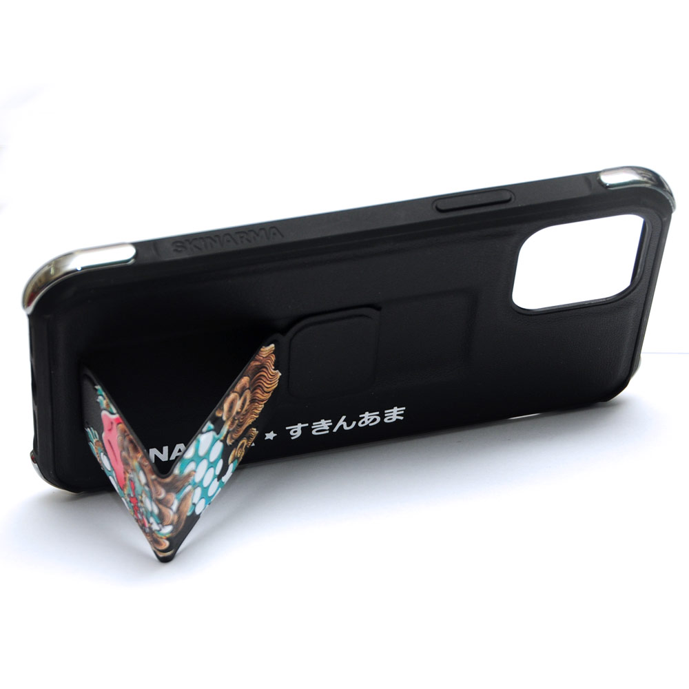 Picture of Apple iPhone 12 6.1 Case | Skinarma Shinwa Sutando Series  Drop Protection Case with Strap and Standable Vertical and Horizontal Portrait and Landscape Viewing Angle Standable Hand Grip Case for iPhone 12 iPhone 12 Pro 6.1 (Pixiu)
