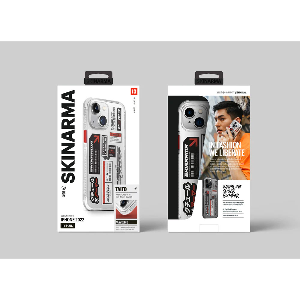 Picture of Apple iPhone 14 Plus 6.7 Case | Skinarma Taito Hybrid Waveline Impact Bumper with Enhanced 4 Corners Drop Protection Case for iPhone 14 Plus 6.7 (Clear)