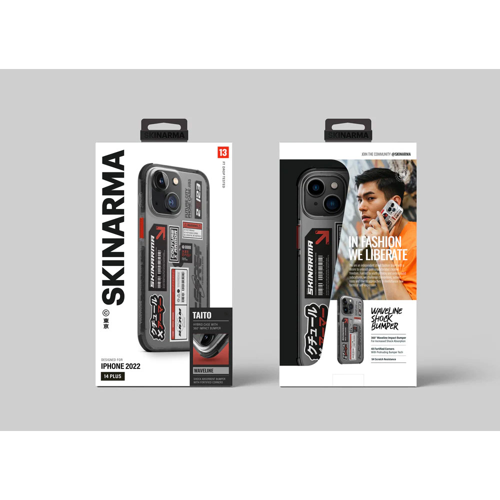 Picture of Apple iPhone 14 Plus 6.7 Case | Skinarma Taito Hybrid Waveline Impact Bumper with Enhanced 4 Corners Drop Protection Case for iPhone 14 Plus 6.7 (Smoke)