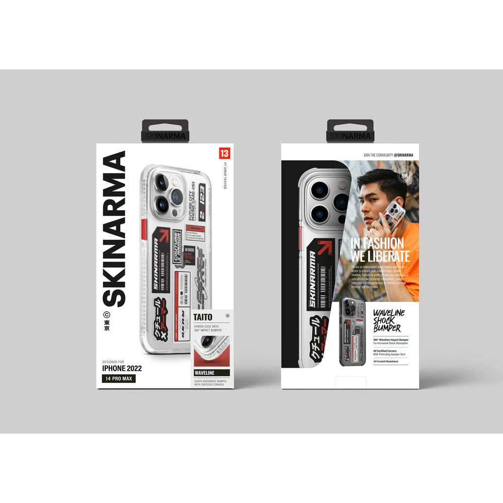 Picture of Apple iPhone 14 Pro 6.1 Case | Skinarma Taito Hybrid Waveline Impact Bumper with Enhanced 4 Corners Drop Protection Case for iPhone 14 Pro 6.1 (Clear)