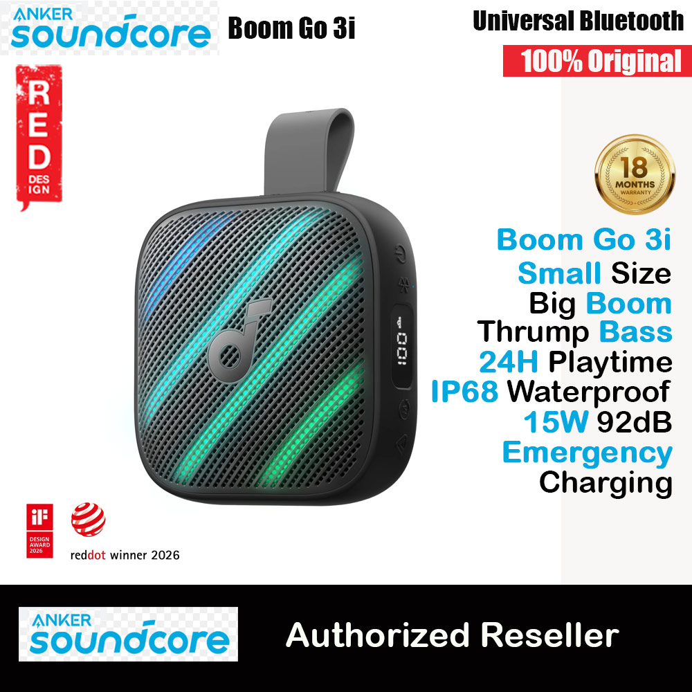 Picture of ANKER soundcore Boom Go 3i Portable Outdoor Small Size Speaker 15W Bass 24 Hours Playtime Waterproof Bluetooth (Black) Red Design- Red Design Cases, Red Design Covers, iPad Cases and a wide selection of Red Design Accessories in Malaysia, Sabah, Sarawak and Singapore 